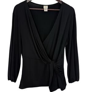 Covington Black Long Sleeve Blouse XL Stretchy Classic Work Top